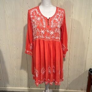 RIVIERA SUN TUNIC Babydoll  BOHO Tunic Dress Embroidery Size Small